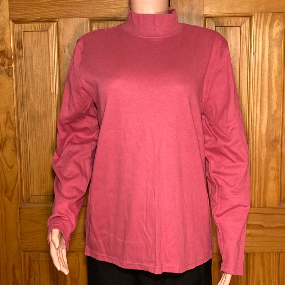 NWOT Studio Works Vintage 90s Top Mock Neck Long Sleeve Knit Blouse Pink Size XL